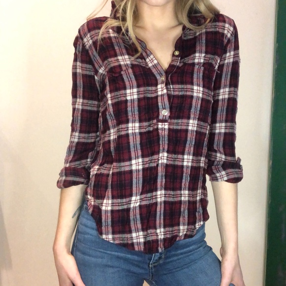 Plaid Button-Down Top - Picture 2 of 2